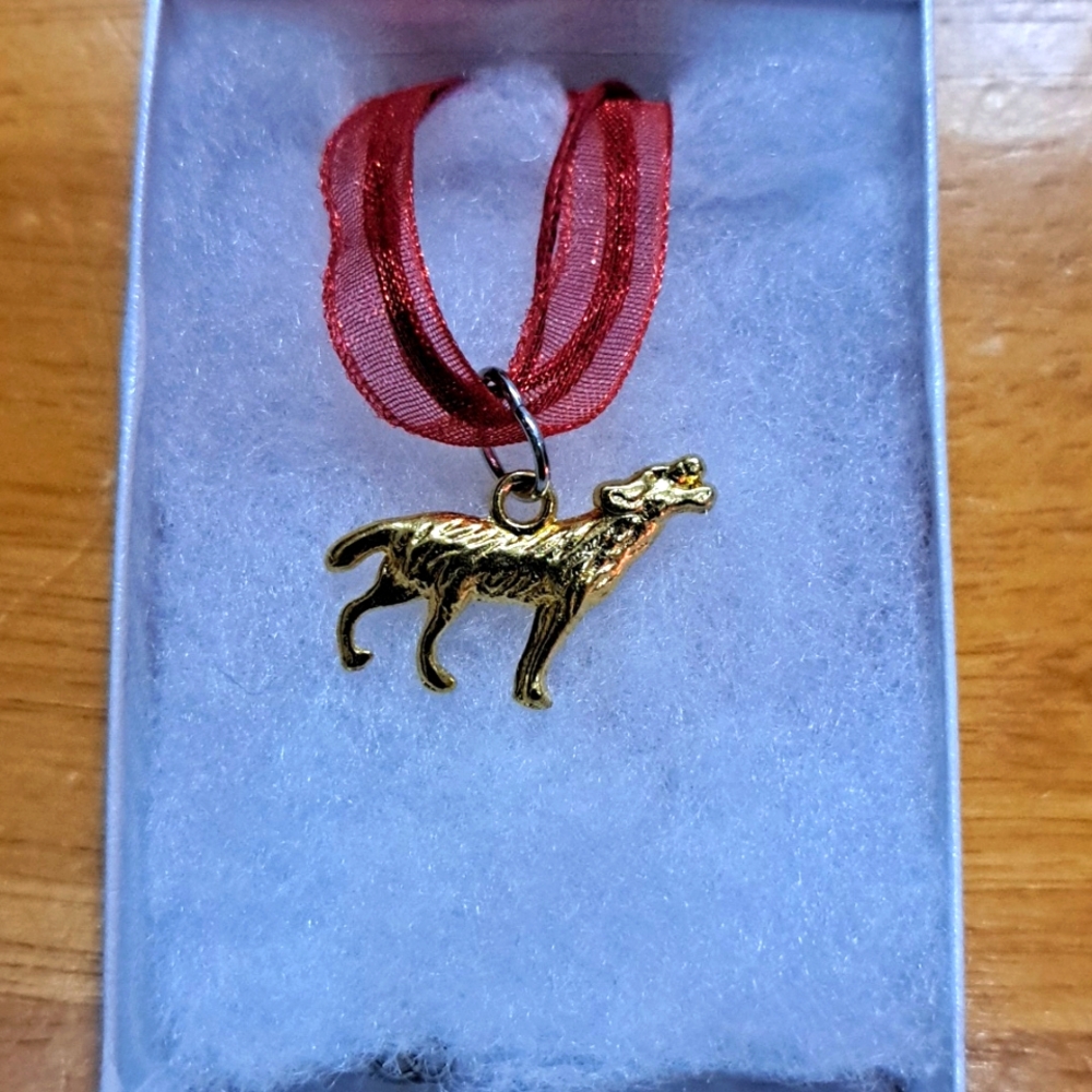 Gold Howling Wolf Necklace